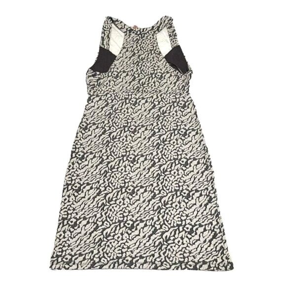 Free People Gray White Leopard Print Knit Racerback Mini Bodycon Dress Womens M - Picture 3 of 5